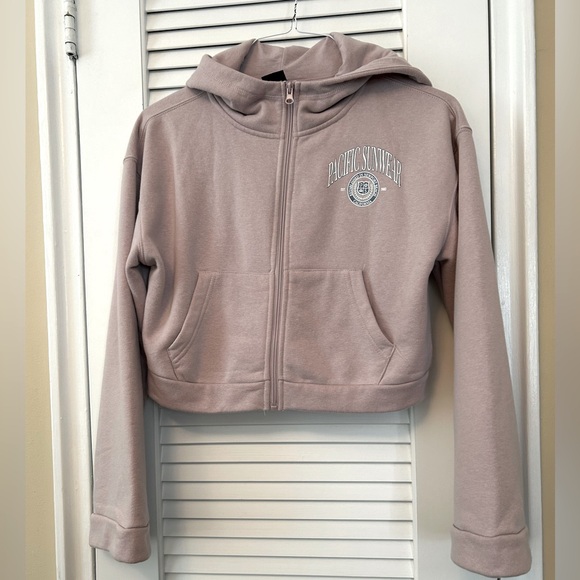 PacSun Pacific Sunwear High Neck Full Zip Cropped Hoodie Size Small - Picture 5 of 7